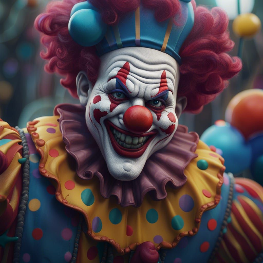 Funny Clown in Detailed Matte Painting Style