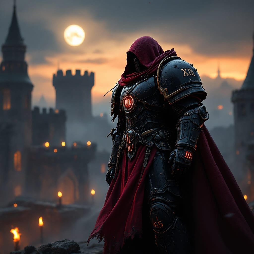 Space Marine Hero at Dusk in Gritty Realism