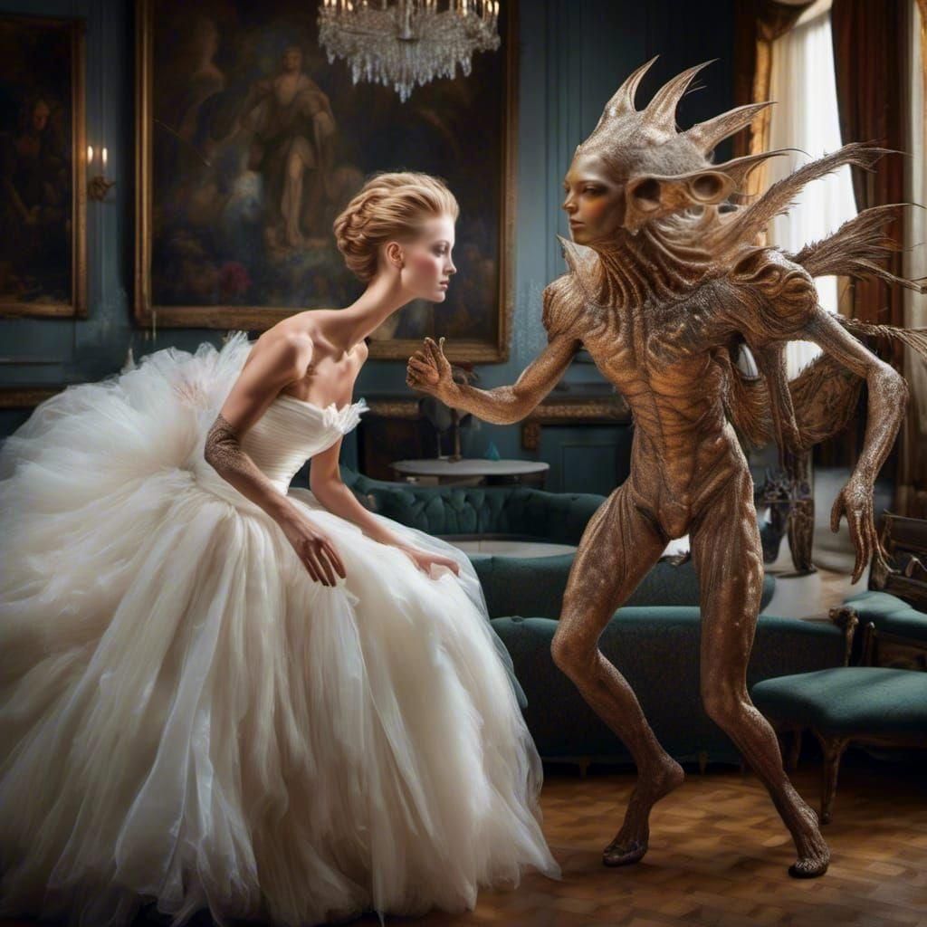 20th Century Painting Characters at Party