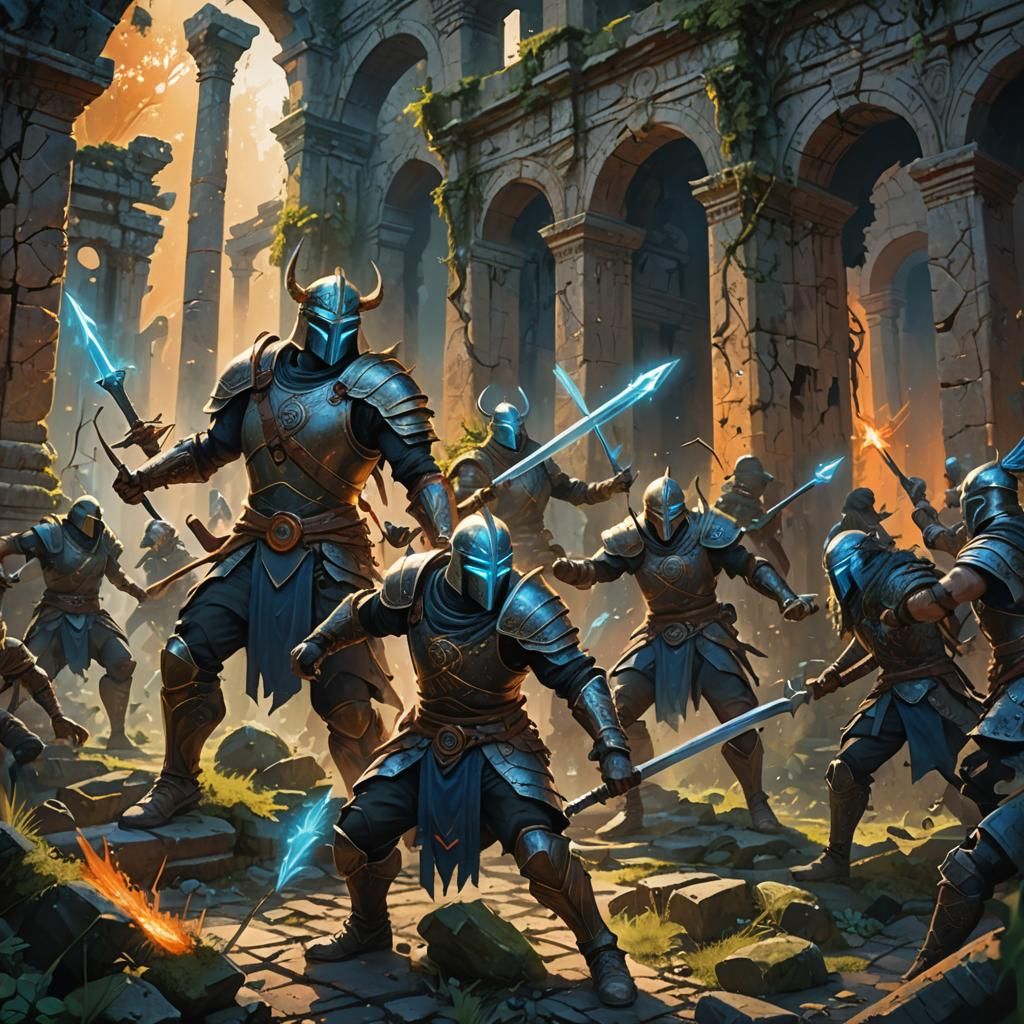 Mystic Warriors Dance Fight in Ancient Ruins