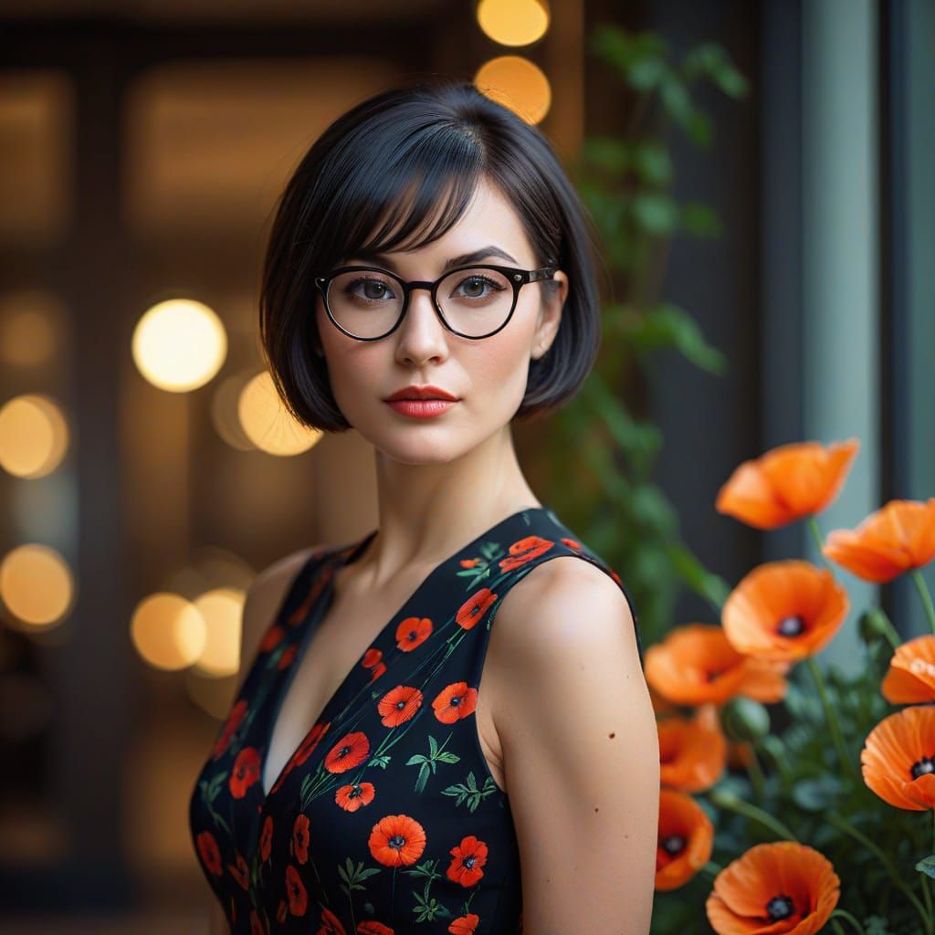 Elegant Woman in Chic Black Dress