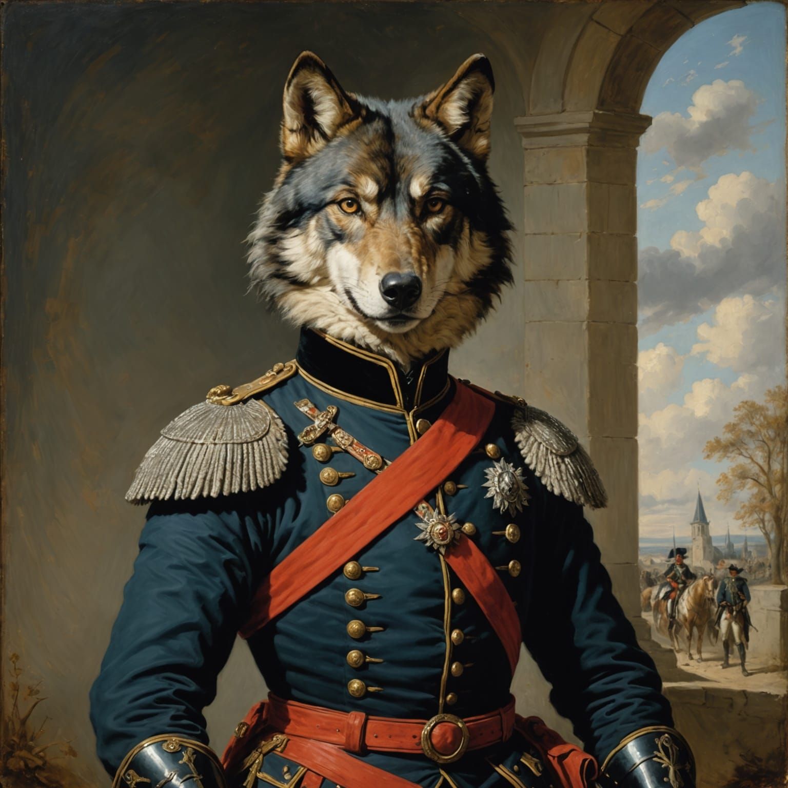 Wolf French Hussar in Bearskin Portrait