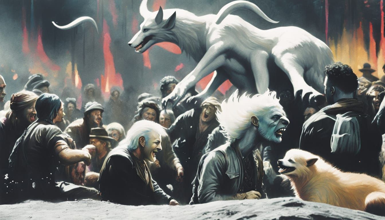 Joyful Festival Amidst Lurking Shadowy Entity