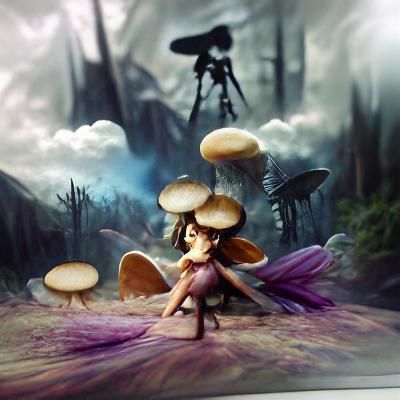 Fairy on Mushroom: A Matte Painting