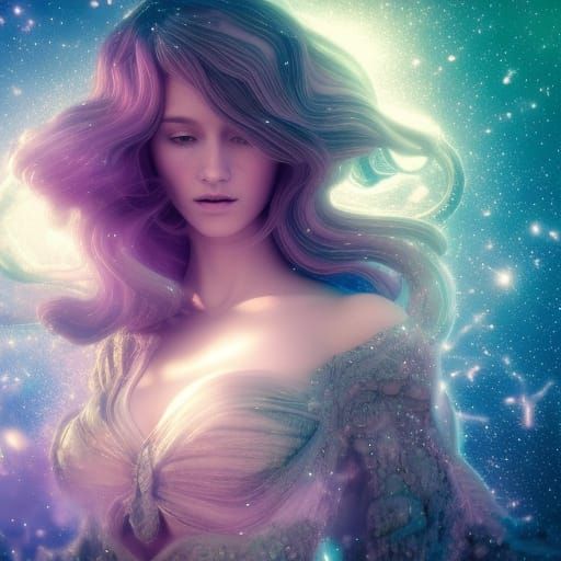 Stardust Galaxy Girl: Polychromatic Digital Art