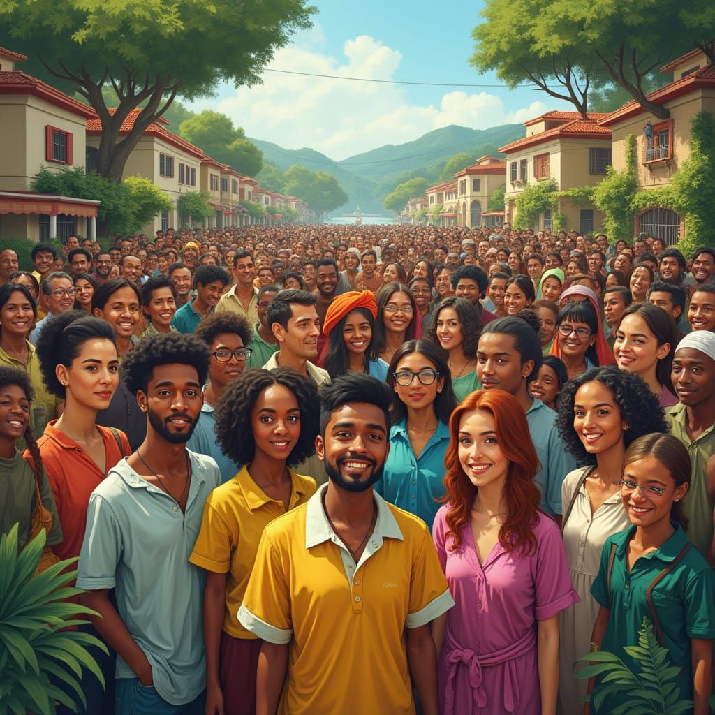 Celebrating Human Rights: A Photorealistic Community Scene