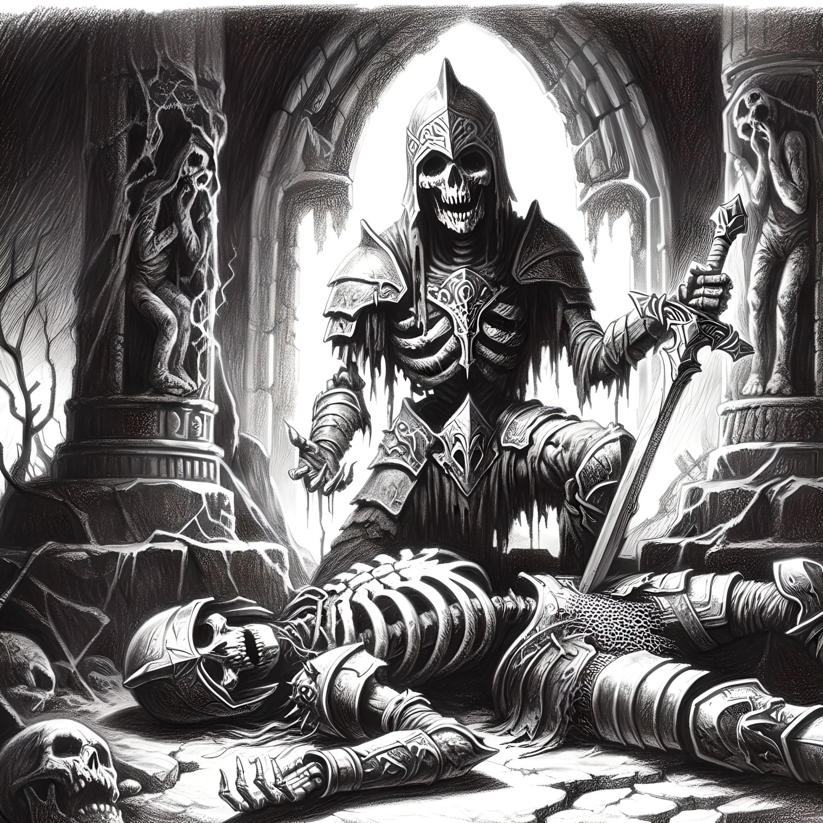 Dark Fantasy Skeleton Warrior Sketch