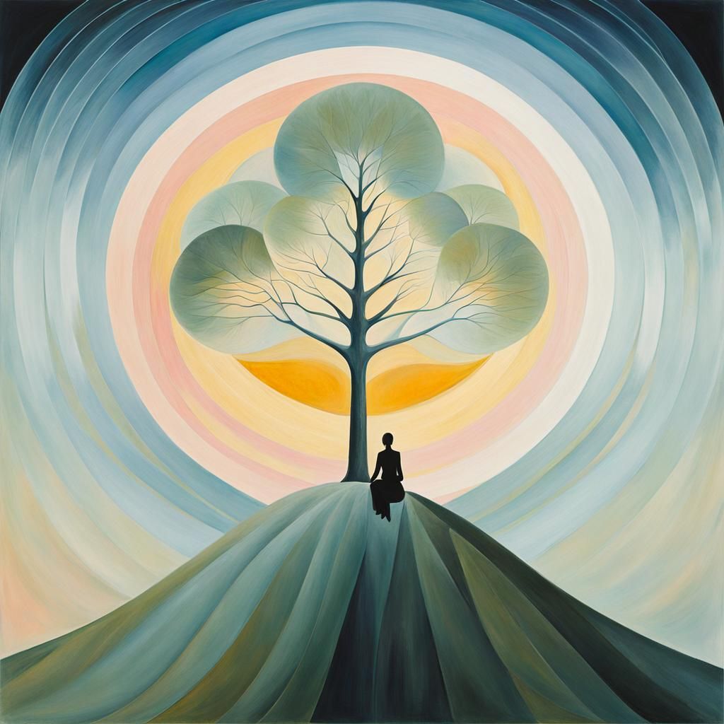 Mystic Girl by Tree: Abstract Spiritual Art