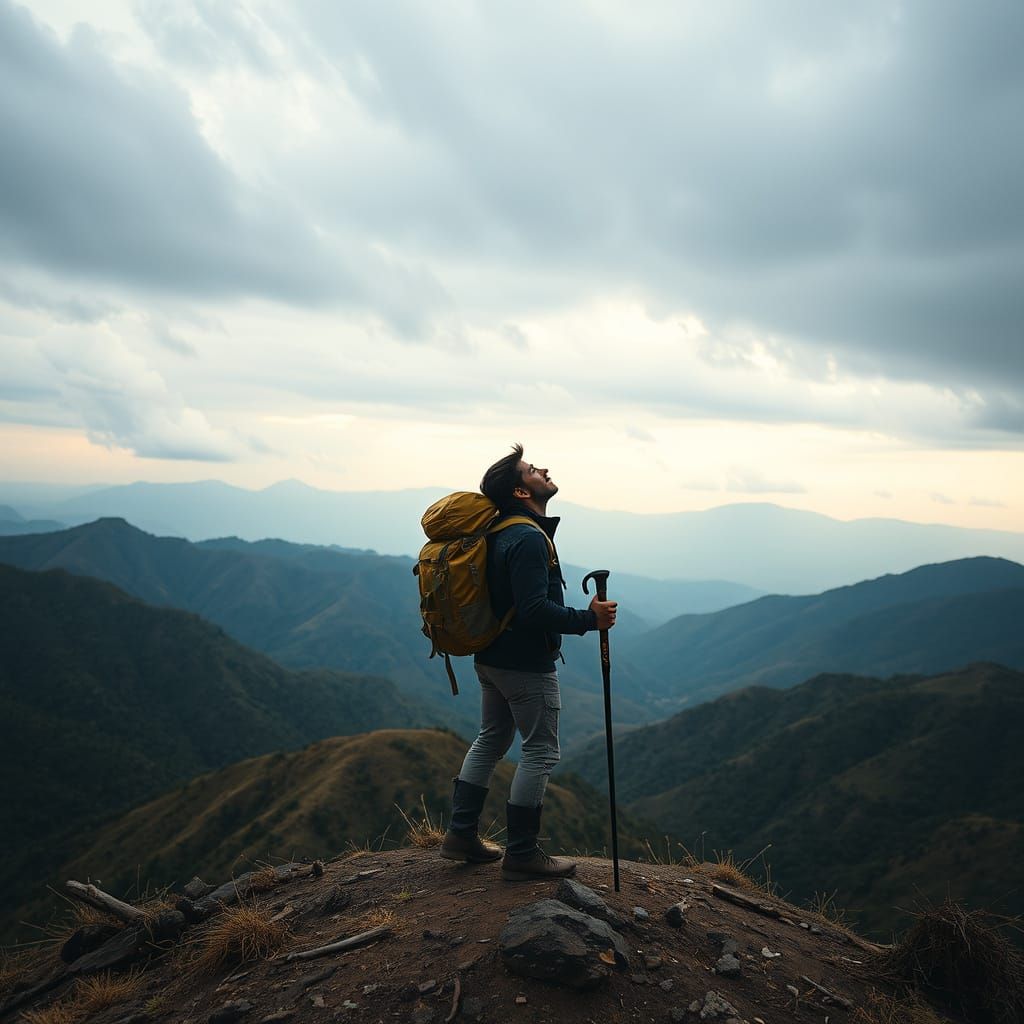 Epic Himalayan Trekker Under Majestic Indian Skies