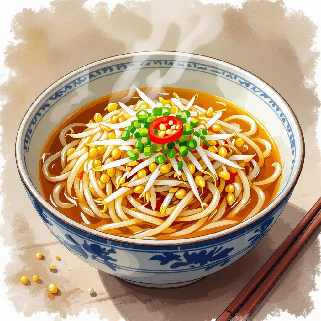 Authentic Shaanxi Noodles with Mung Bean Sprouts