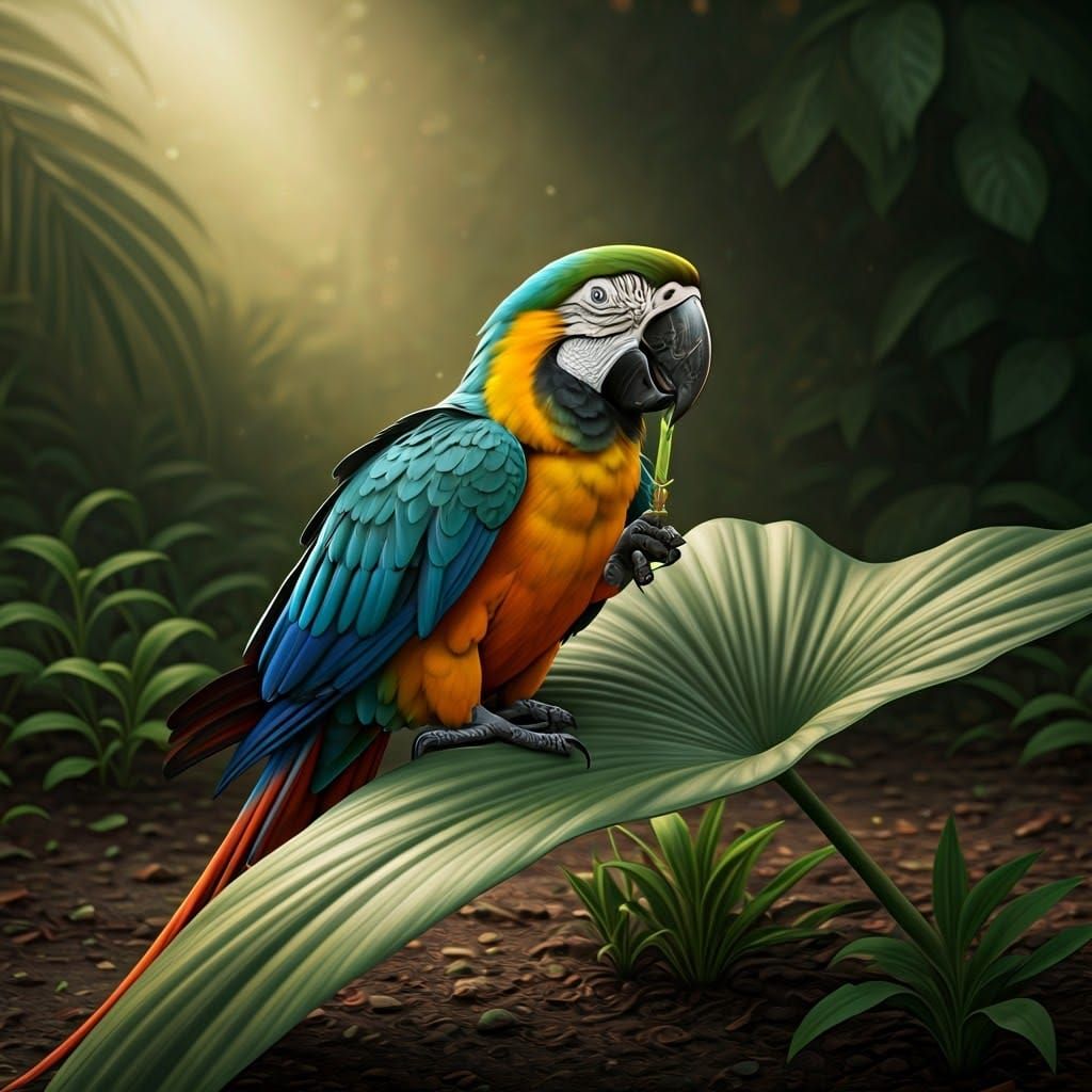 Vibrant Scarlet Macaw in Tropical Paradise