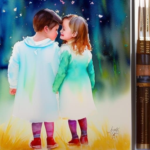 Autumnal Slavic Village Scene in Watercolor Style