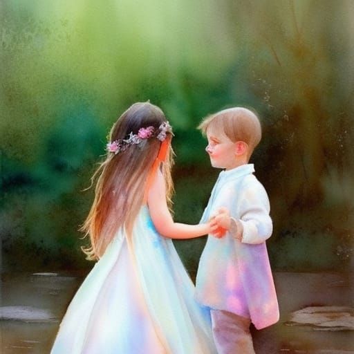 Autumnal Scene in Watercolor Storybook Style