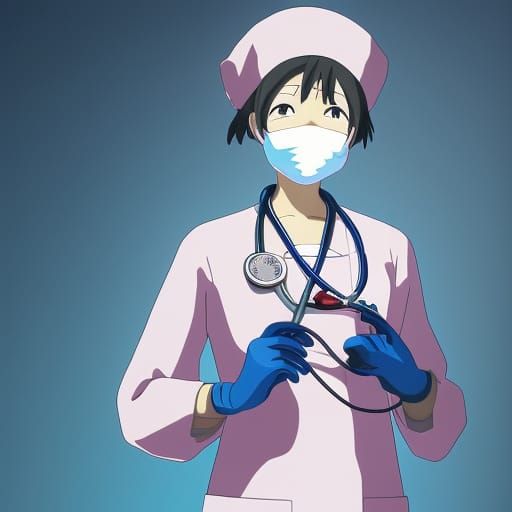 Anime Style Japan Nurse with Surgical Gloves