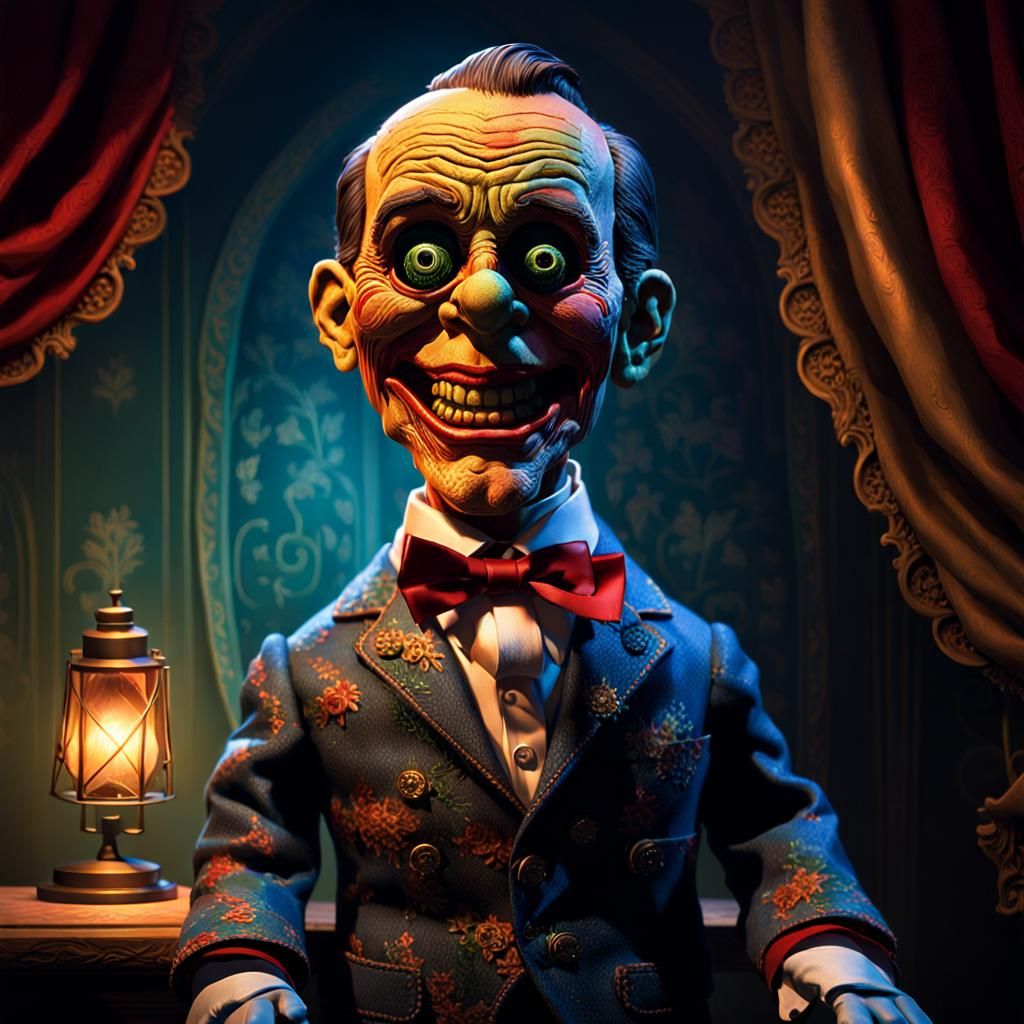 Horror Ventriloquist Dummy in Hyperrealistic Style