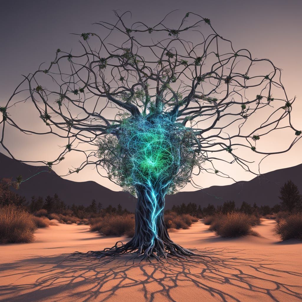 Glowing Human Connects to Cosmic Network in Surreal Bio Art