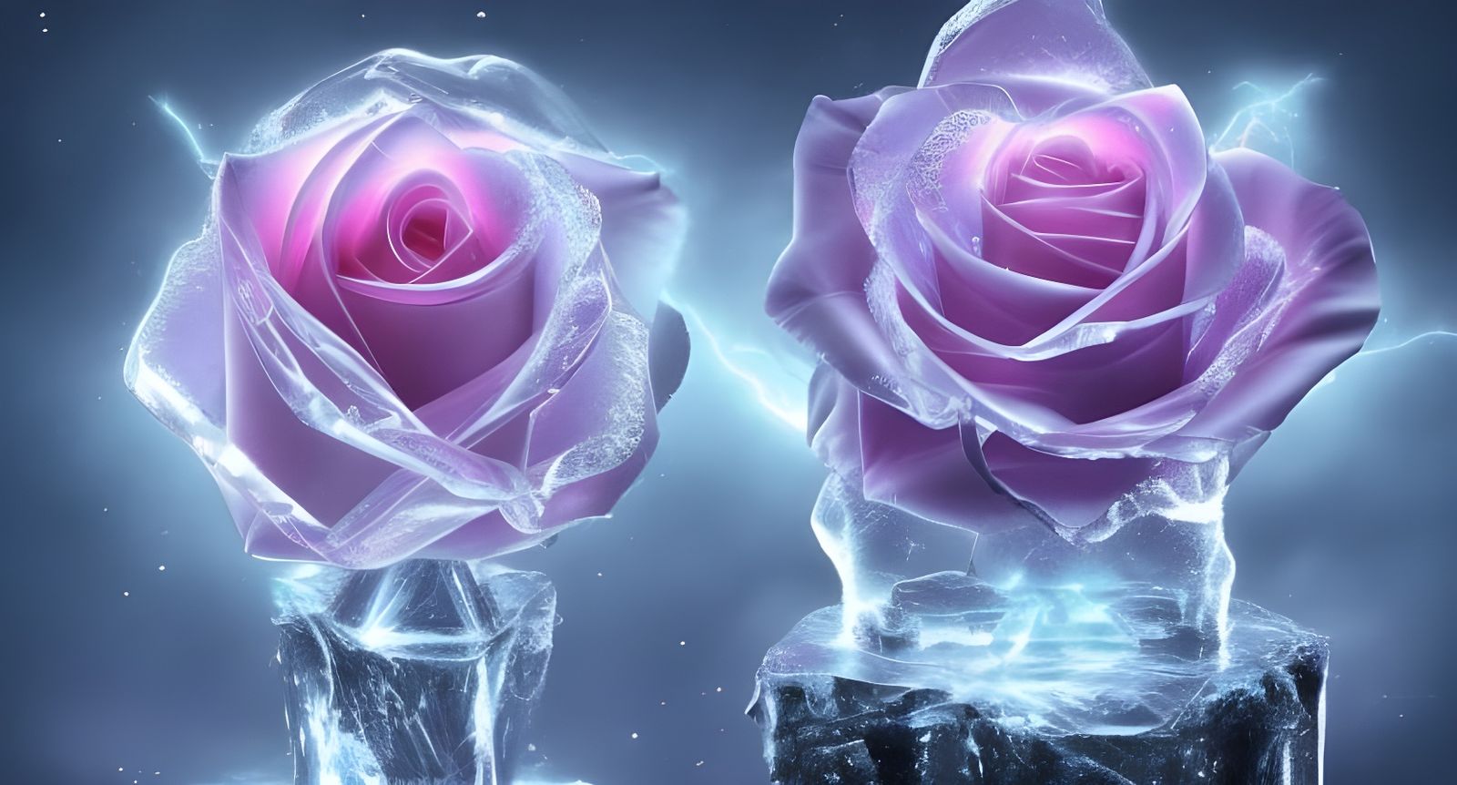 Electric Crystal Rose in Lightning Storm