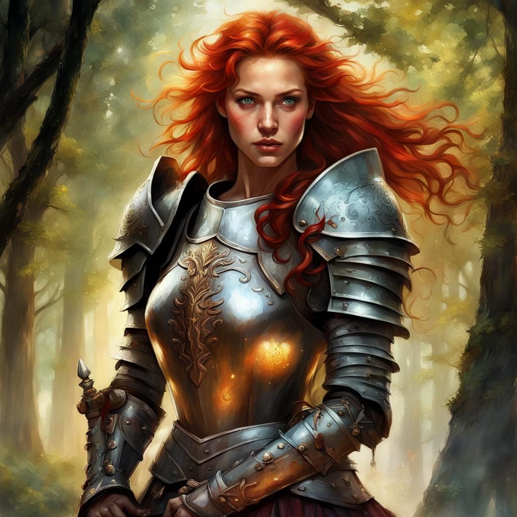 Beautiful woman knight,