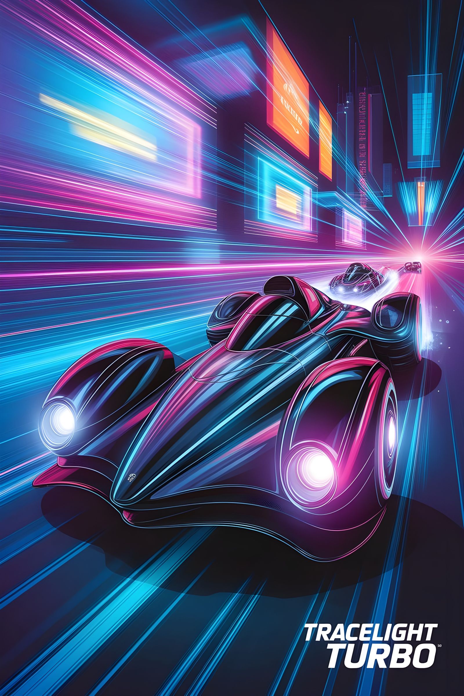 Futuristic Racing Game Cover Art in Arcade Style