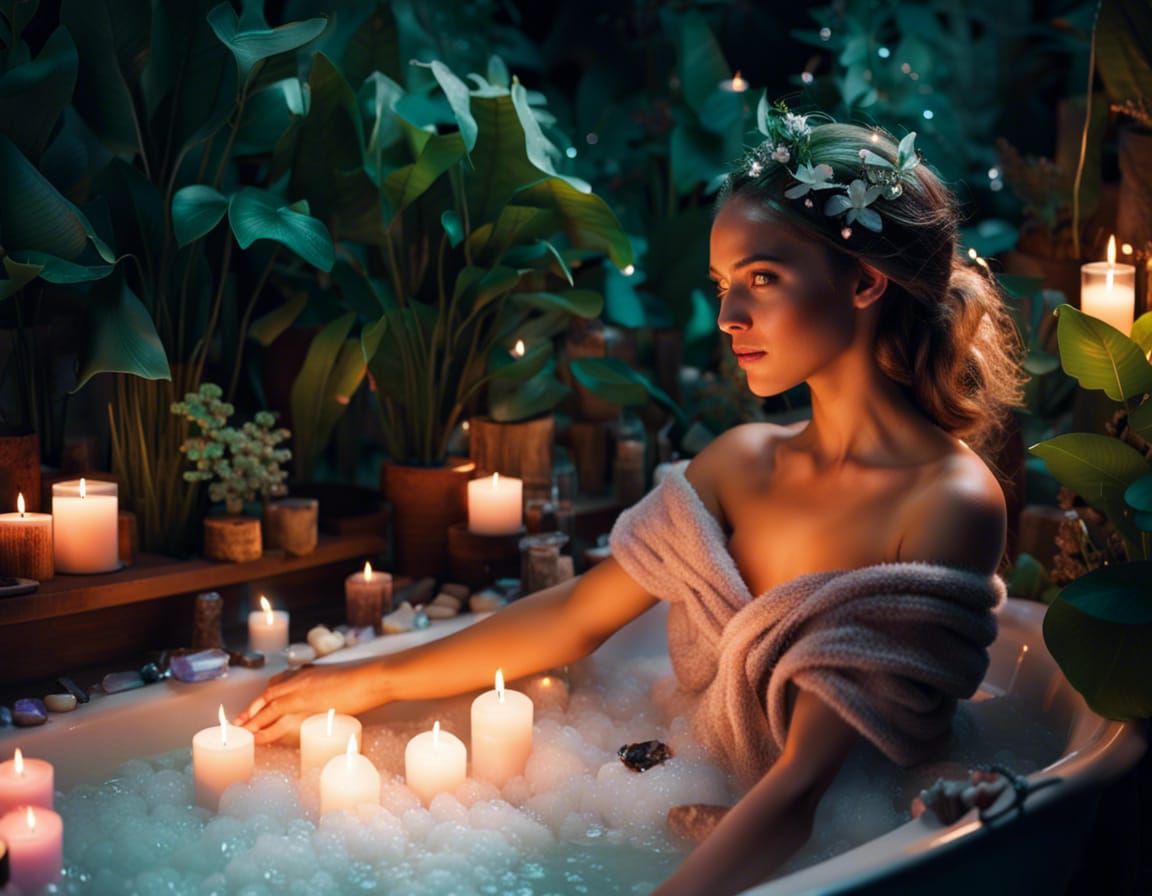Girl's Botanical Bath with Crystals and Candles