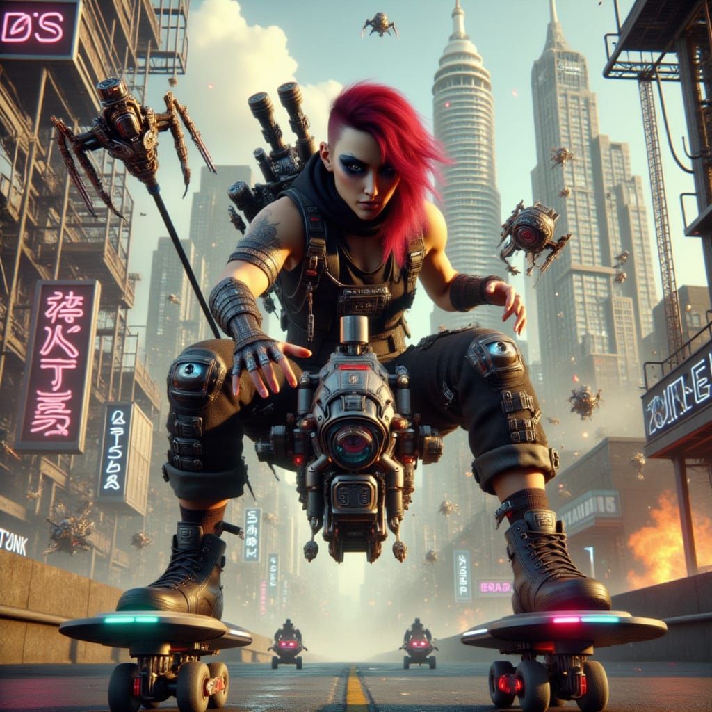 Cyberpunk Hoverboard Race to the Death