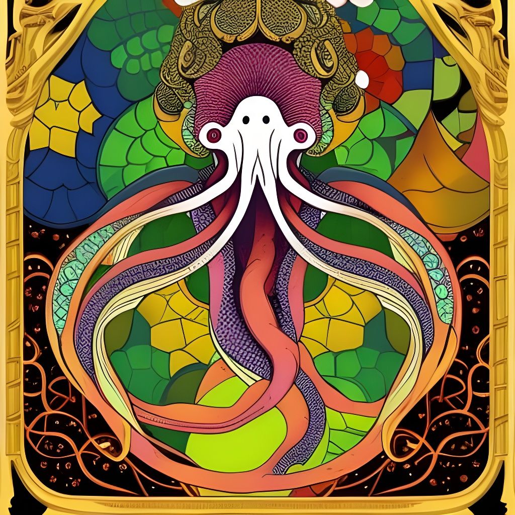 Majestic Octopus in Mixed Media with Autumn Colors