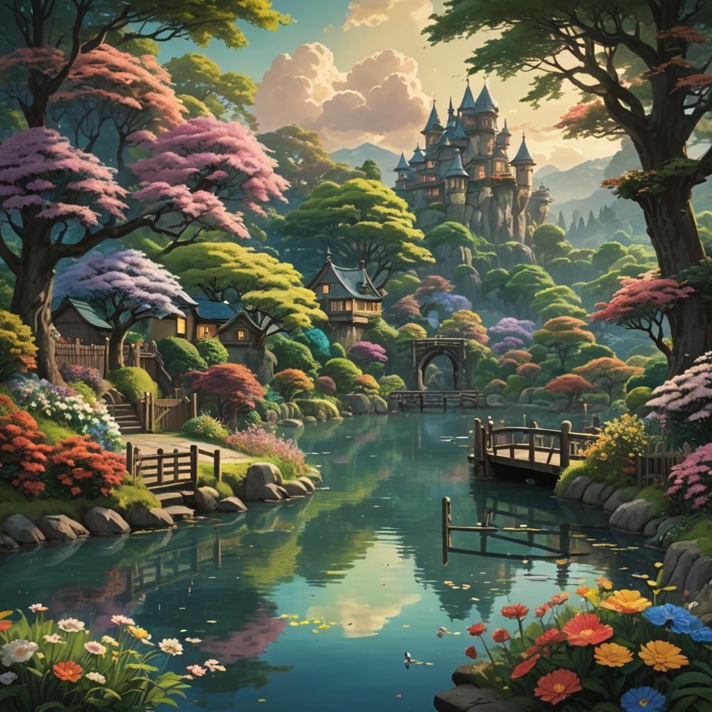 Dreamy Lake Inspired by Ghibli Core Aesthetic