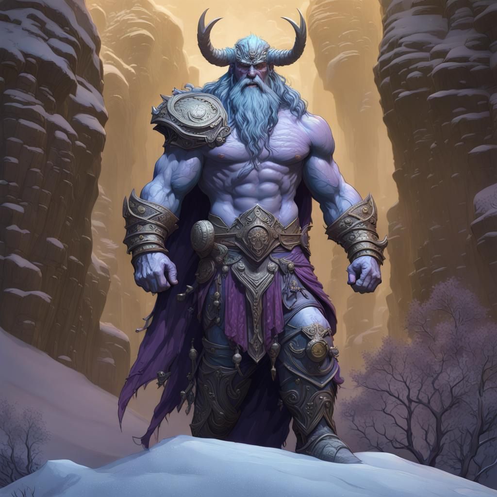 Epic Frost Giant in Dark Fantasy Style