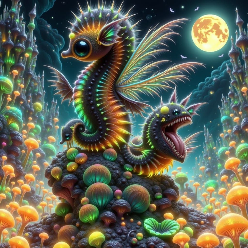 Mythical Creatures in Mystical Realm Illustration