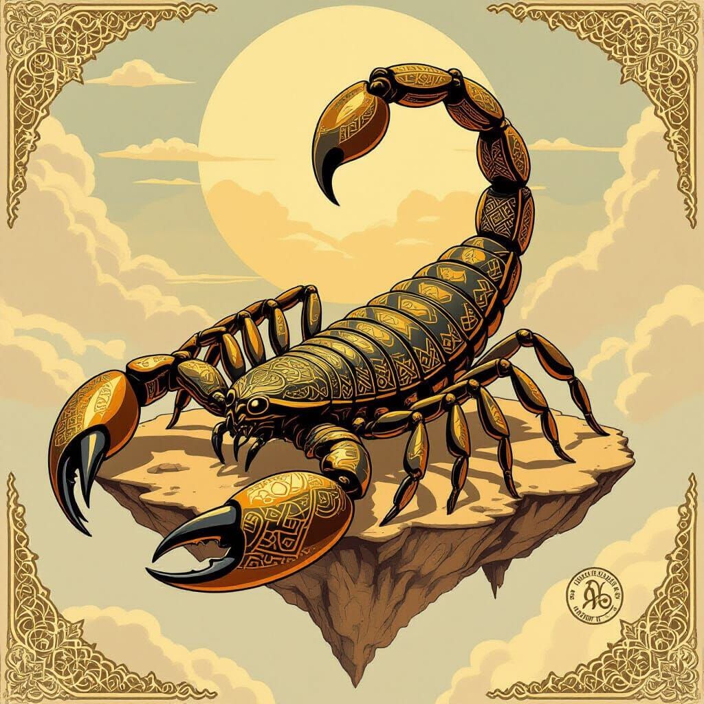 Colossal Scorpion Adorned with Islamic Art Nouveau Details