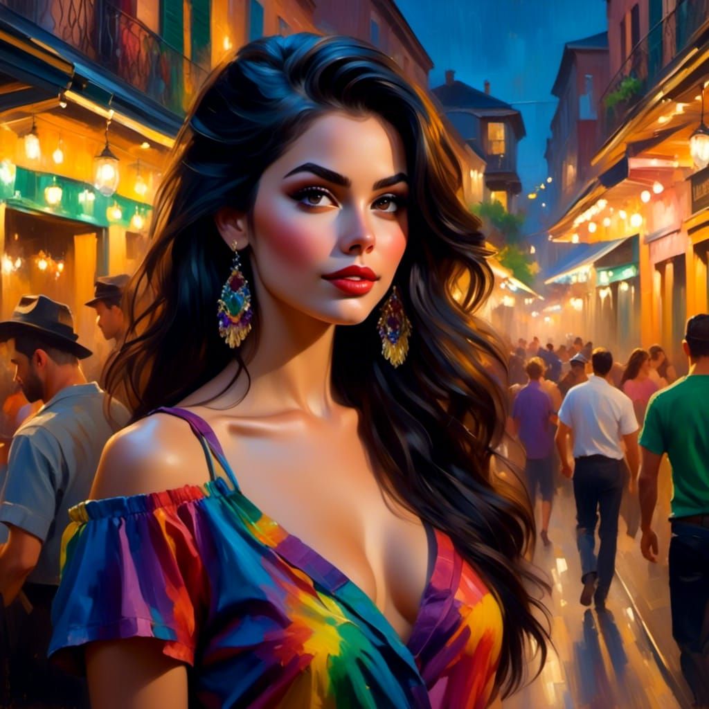 Woman with Black Hair at Mardi Gras