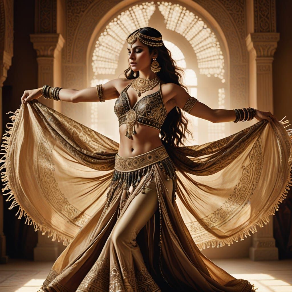 Majestic Belly Dancer in Middle Eastern Elegance