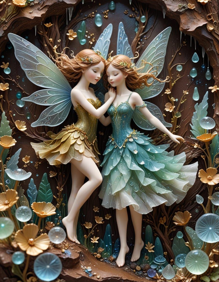 Fairies Sculpted From Sea Glass on Chocolate Mountains