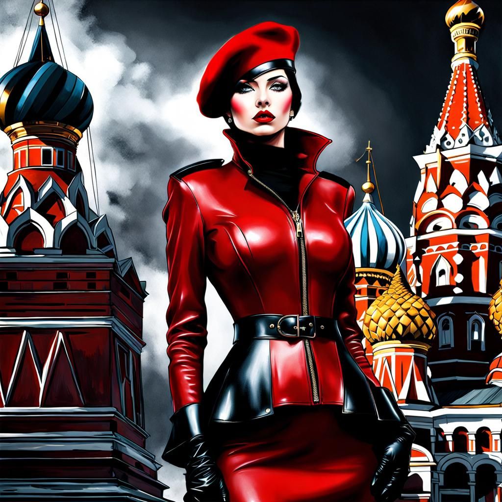 Gothic Beauty in Red Latex: A Revolutionary Portrait