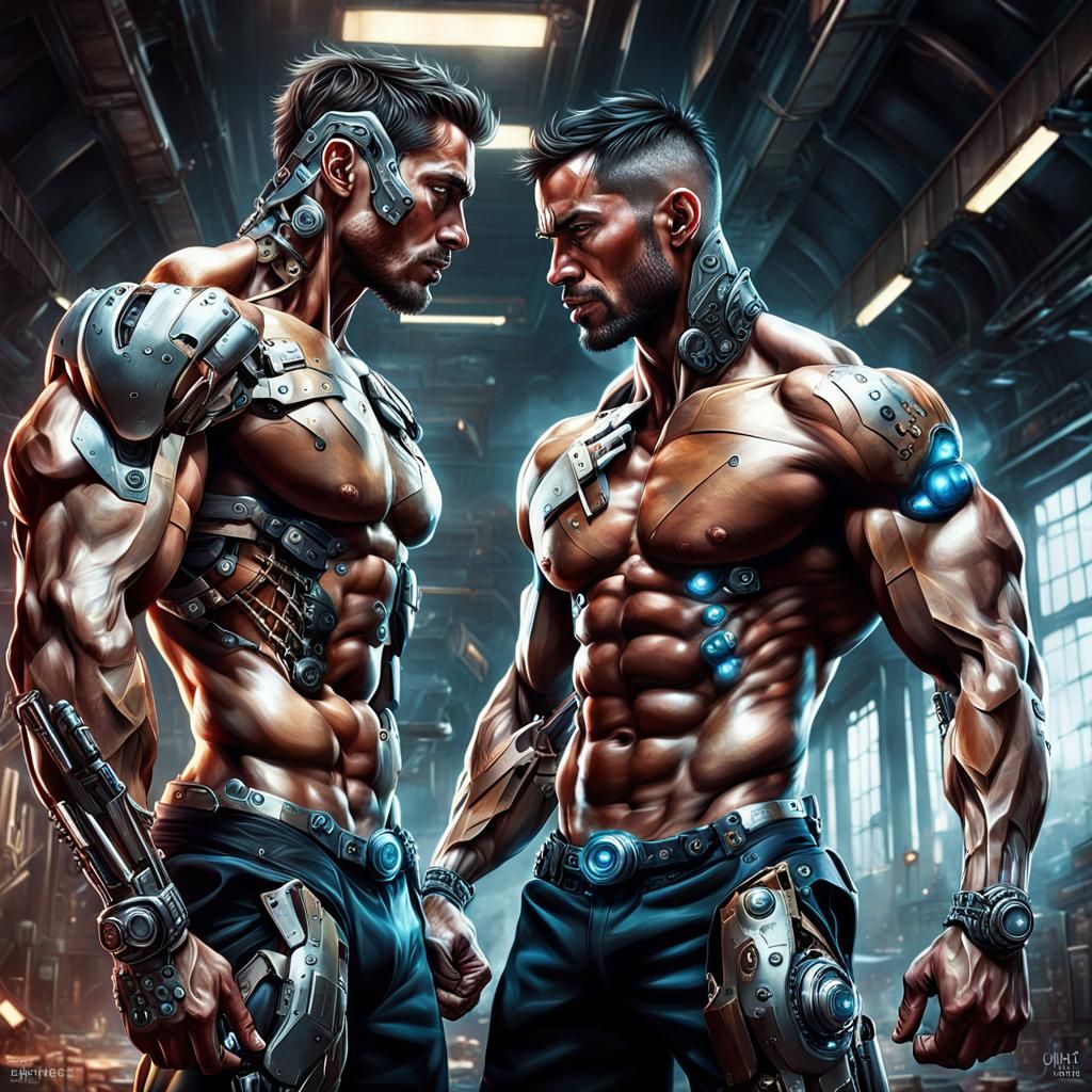 A pair of cyborg mens