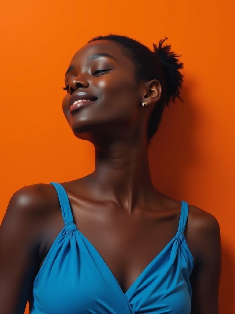 Relaxed Black Woman Portrait in Bold Colors