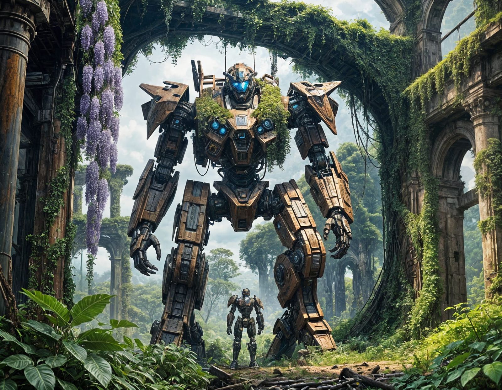 Ivy-Clad Mecha Giant Reclaimed by Nature
