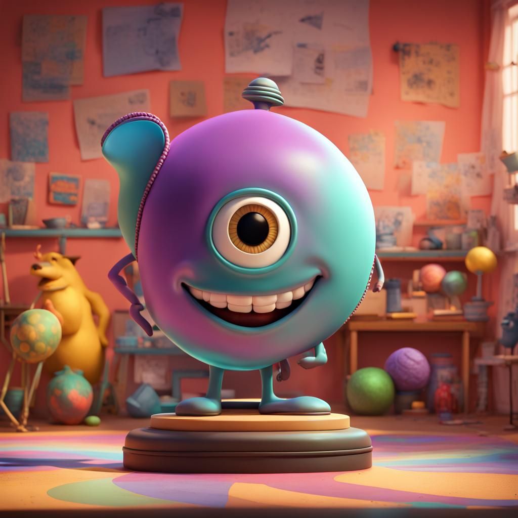 Pixar-Style 3D Render with Bright Gradient Background