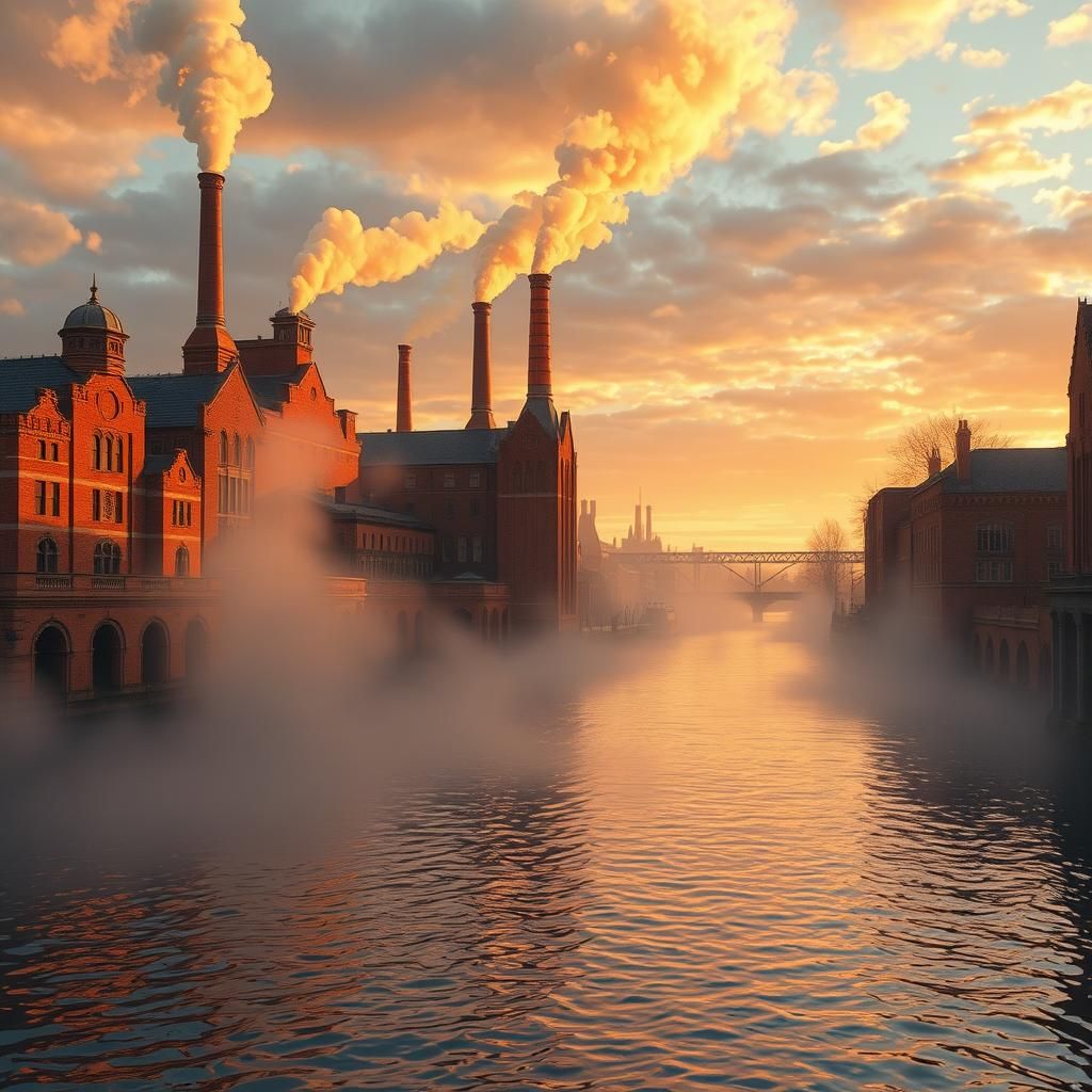 Mystical Sunset Over Birmingham Canal Factories