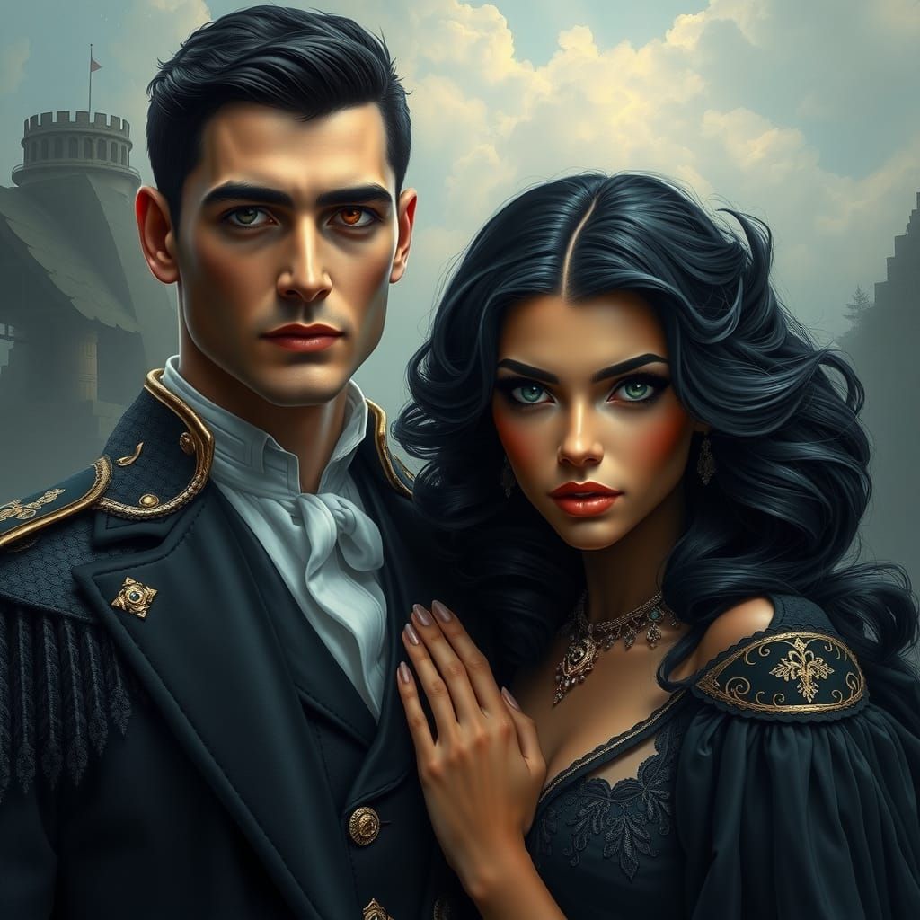 Majestic Emperor and Princess in Art Nouveau Style