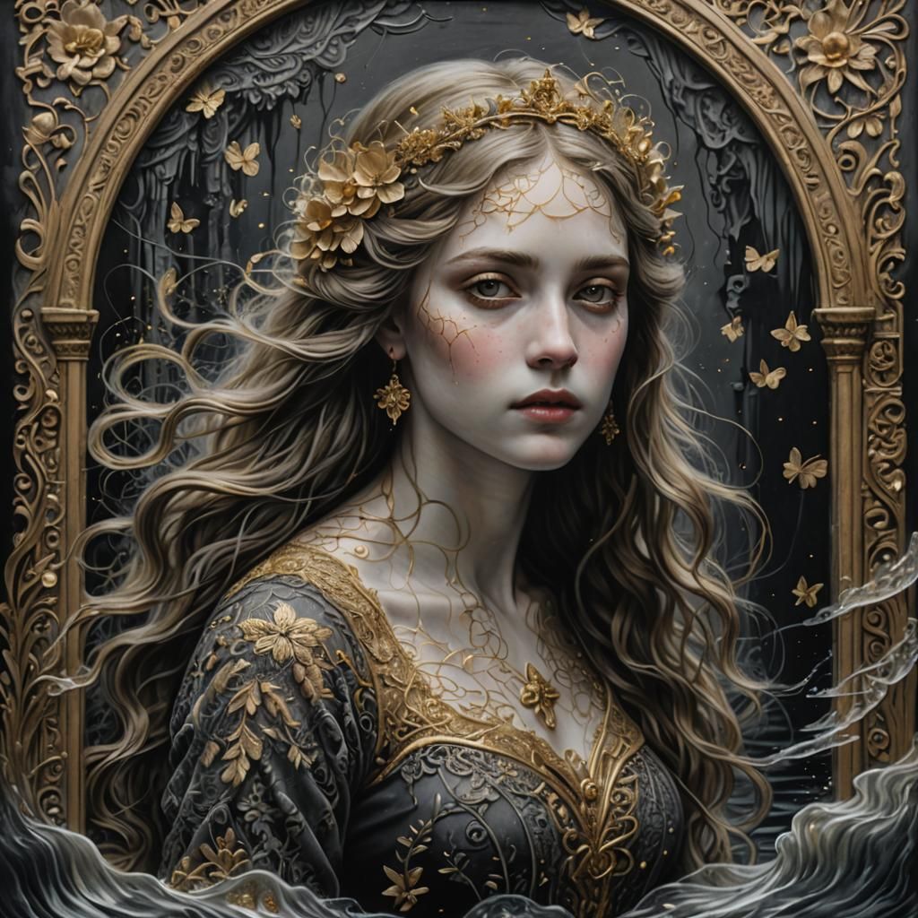 Ophelia Rising: Chalk and Charcoal Art