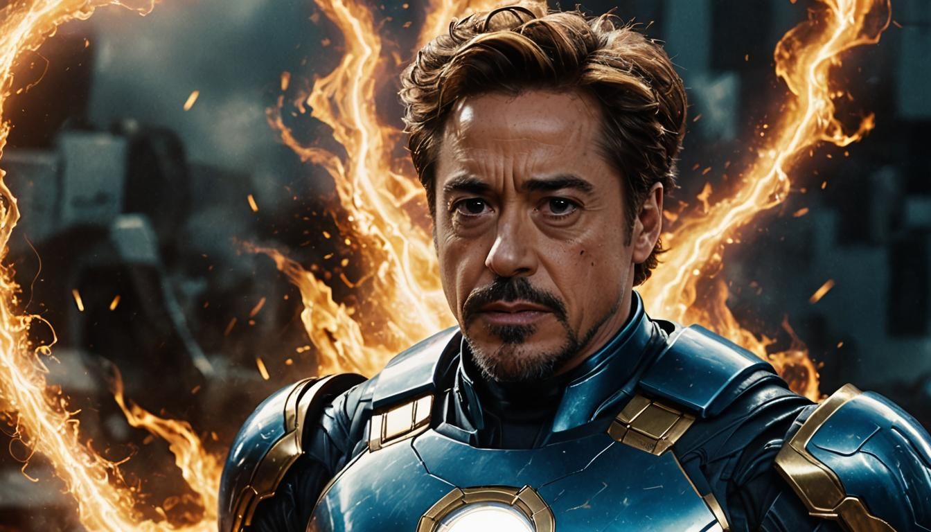 Cinematic Superhero with Force Field and Intense Expression