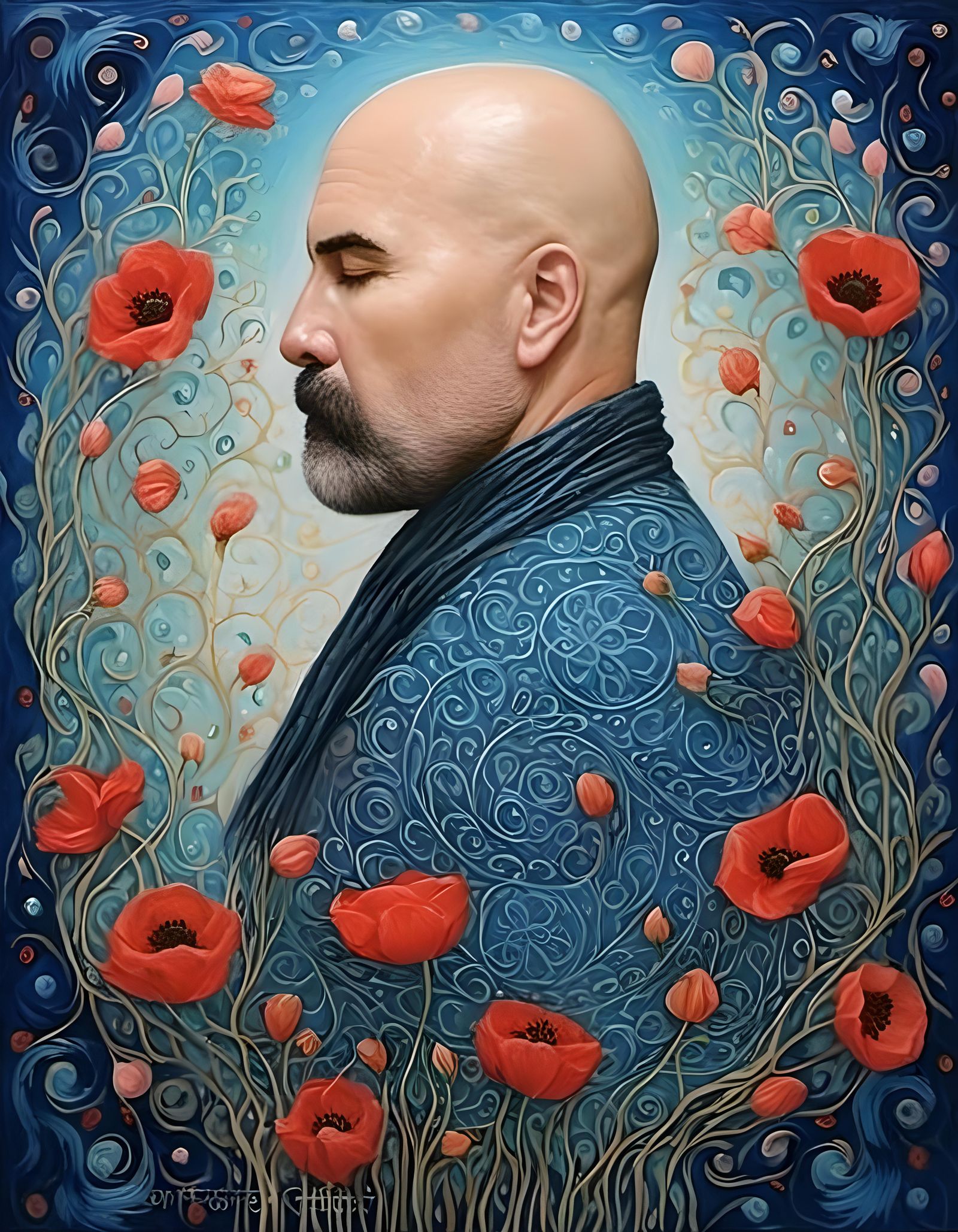 Ethereal Transparent Figure with Floral Mandala