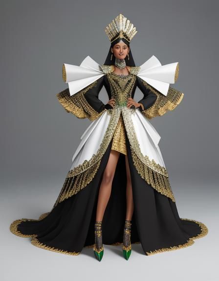 Colombian Woman in Modern Dress with Papercraft