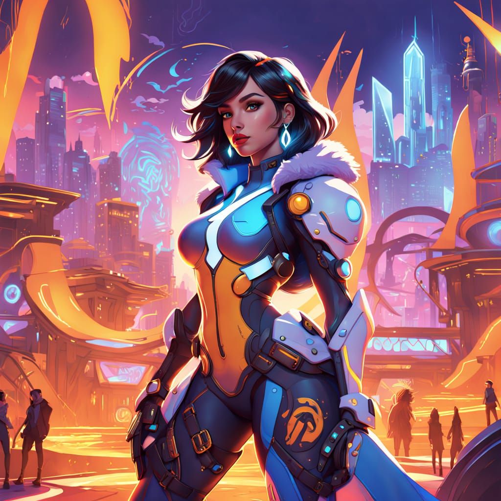 Camilla Cabello in Vibrant Overwatch Cityscape