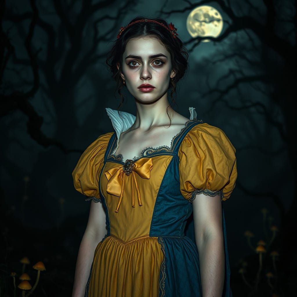 Ethereal Gothic Princess in Dark Medieval Forest