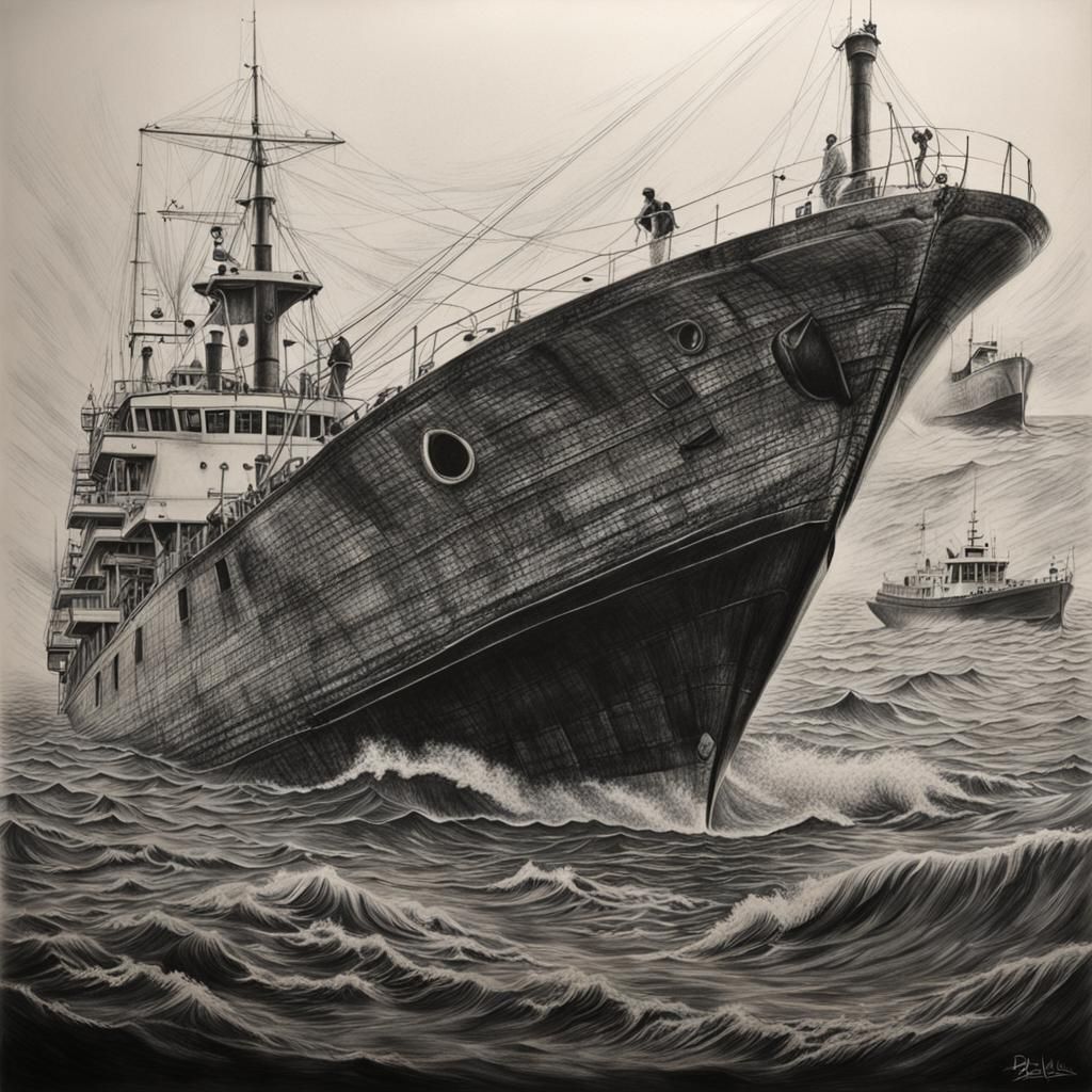 Hyperdetailed Charcoal Drawing of a Whale