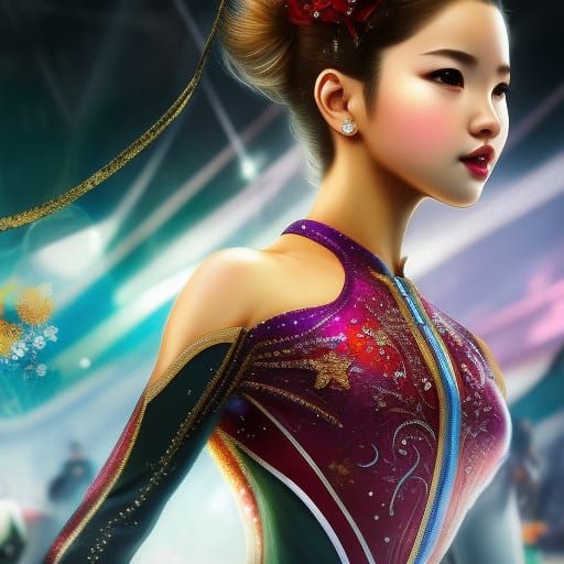 Figure Skater Winning Medal in Cyberpunk Art