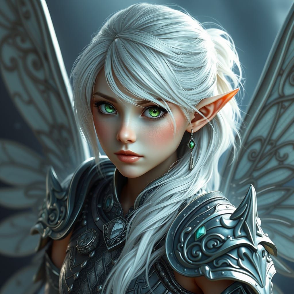 Majestic Fairy Elf Warrior in Hyperrealistic Armor