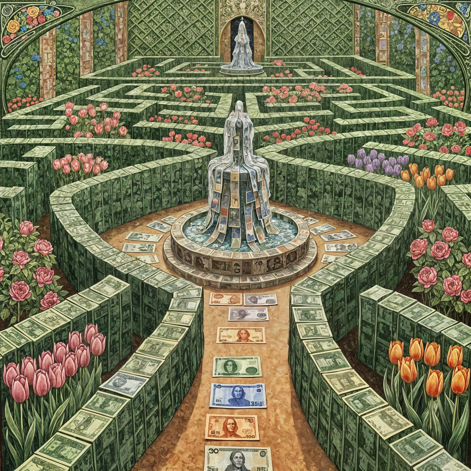 Money Maze Garden in Art Nouveau Style